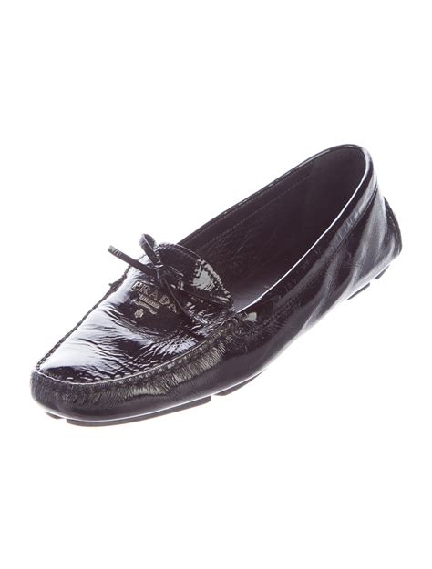 prada women's driver loafers|Prada patent leather driving loafers.